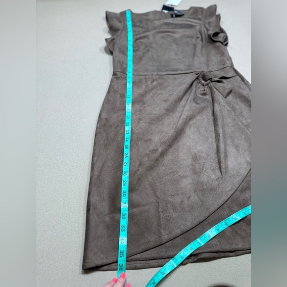 DKNY Brown Faux Suede Midi Dress - Picture 5 of 9